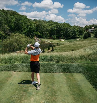 Golfer teeing off at Virginian