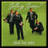 Four grooms playing golf