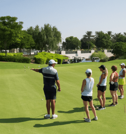Group tuition at Dubai Hills Golf Club